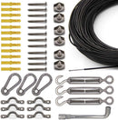 SLGC02 String Light Hanging Cable Kit 165 FT, Nylon Coated 304 Stainless Steel Guide Wire and Accessories for Outdoor Bistro String Lights