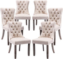 Velvet Dining Chairs Set of 6, Tufted Dining Room Chairs with Button Back, Nailhead Trim, Upholstered Dining Chairs for Kitchen, Bedroom, Restaurant (Beige)