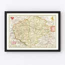 Vintage Map of Bohemia (Czech Republic) 1665