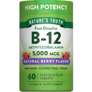 Nature's Truth B12 Vitamin 5000 mcg | 60 Tablets | Fast Dissolve Natural Berry Flavor | Vegan, Non-GMO & Gluten Free Supplement