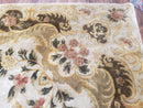 Aubusson Rug 10x14, Elegant French European Design, Vintage Handmade Carpet with Pile, Beige Floral Dining Room Rug, Living Room, Soft Wool