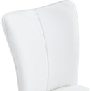 Modern minimalist dining chair, white PU leather curved back and seat cushion, white metal chair legs, suitable for dining room, bedroom, living room. A set of 2 chairs. 008
