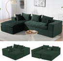 Green Corduroy Cloud Sectional Sofa, 107" L-Shape