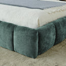 King size  Upholstered Bed Frame with Thick Fabric, Chenille Fabric Grounded Queen Size Platform Bed with Headboard and Solid Frame. No Box Spring Needed-green(88.5''*85.5''*24'')