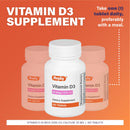 Rugby Vitamin D3, 25 mcg (1,000 IU) - Dietary Supplement - 100 Tablets