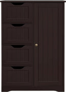 Brown Wooden Bathroom Floor Cabinet With 4 Drawers