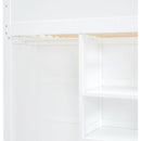 Twin Size Loft Bed with Desk, Wardrobes, 4 Drawers and 4 Shelves-White