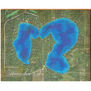 Horseshoe Lake Map | Wall Art Print on Real Wood