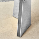 Table and chair set.63'x31.5x30' Luxurious Snow Mountain Patterned Sintered Stone Table with Silver Metal Butterfly Legs.Paried With 6 Dark Gray High-quality PU Chairs With Arched Metal Legs.