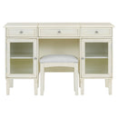 Multi-Functional 2-in-1 Vanity Desk with Flip-Top Mirror, White Oak, MDF Material, 46.5-Inch