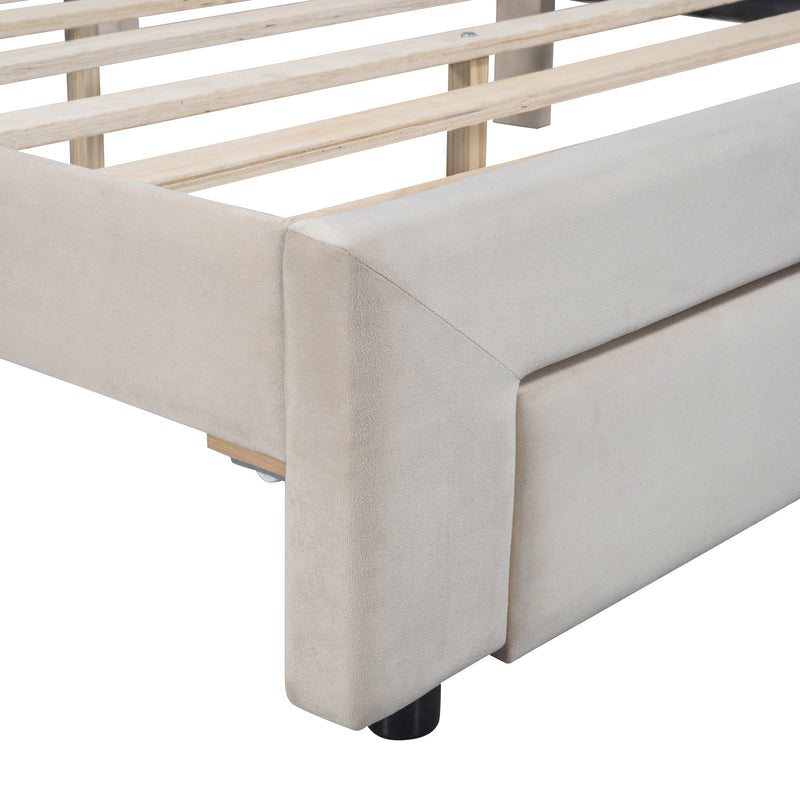 Walker Edison | Velvet Upholstered Full Size Storage Bed