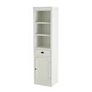 Retro Style 75'' Tall Display Shelf with Cabinet for Hallways Living Room Kitchen - White