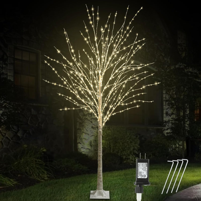 6ft Lighted Indoor & Outdoor Birch Tree