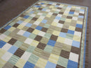 5' X 8' Hand-knotted Kilim Dhurrie Wool Cotton Rug Flat Weave Carpet Checkered Pattern Colorful Multicolor