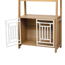 Modern Furniture Style 2 IN 1 Pet Friendly Dog Crate Ladder Bookcase in Ancient Oak MDF and Steel