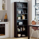 Floor Standing Walnut Finish Bookcase 6 Tier 70 Inches