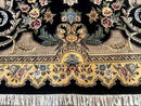 Aubusson Rug 9x12, Black and Beige, Floral, Elegant Handmade French European Design Carpet