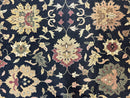 Indo Persian Rug 10x14, Wool Handmade Room Sized Floral Oriental Carpet, Indian Mahal Flatweave Rug, Black Beige