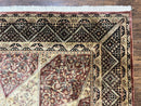 Indo Persian Rug 8x10, Dome Design, 210 KPSI, Handmade Vintage Wool Rug