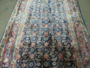 3'7" X 10' Antique Handmade India Floral Oriental Wool Runner Rug Organic Blue