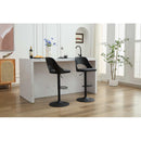 Bar Stools Set of 2 Modern Black PU Counter Height Barstool, High Padded Swivel Adjustable Barstools with Back for Bar Counter and Kitchen Island