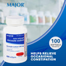 MAJOR Docusate Sodium 250 mg, Extra Strength Stool Softener Laxative for Occasional Constipation Relief – Stimulant‑Free, 100 Softgels (2 Pack)