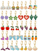Cute Small Gold Hoop Dangle Earrings for Little Girls Funny Hypoallergenic Multiple Colour Butterfly Star Flower Aesthetic Drop Earrings for Kids Teen Jewelry (20 Pairs)