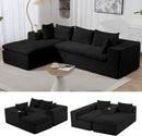 Black Corduroy Cloud Sectional Sofa, 107" L-Shape