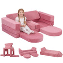 10-Piece Modular Play Couch, Pink Corduroy
