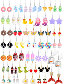 36 Pairs Cute Weird Fun Earrings for Teen Girls Unique Funky Cool Dangle Earrings Set for Wome (36p-multicolor-A)