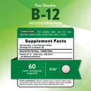 Nature's Truth B12 Vitamin 5000 mcg | 60 Tablets | Fast Dissolve Natural Berry Flavor | Vegan, Non-GMO & Gluten Free Supplement
