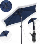 Ainfox 7.5ft Boho Patio Umbrella with Fringe, Outdoor Tassel Umbrella, Waterproof Sun Protection Umbrella