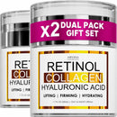 (2 Pack) Retinol Cream for Face with Collagen and Hyaluronic Acid - Anti Aging Wrinkle Cream for Women and Men - Day and Night Facial Moisturizer for Tightening and Skin Firming