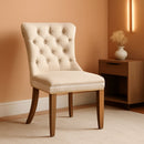 Beige Velvet Dining Chairs Set Of Six Tufted Wingback
