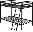 Twin Over Twin Metal Bunk Bed Black Guardrail And Ladder