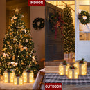 Set of 3 Christmas Lighted Gift Boxes, Warm White Tinsel Boxes, Xmas Decor