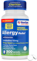 GenCare 24 Hour Nondrowsy Allergy Relief Tablets – Loratadine 10mg 300 Count – Daily Allergy Medicine Non Drowsy Antihistamine for Adults & Kids Age 6+, Generic for Clariten 10 mg, Single Tablet Dose