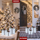 Set of 3 Christmas Lighted Gift Boxes, Silver Tinsel Boxes for Xmas Decor