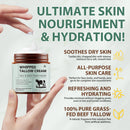 Whipped Beef Tallow for Skin - 100% Grass Fed Pure Beef Tallow with Honey, Natural Moisturizing Cream for Face and Body, Deep Hydration Softens Dry Skin, Nourishing Tallow Cream 4.2 Oz (2 Packs )