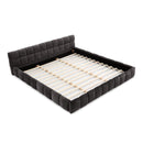 King size  Upholstered Bed Frame with Thick Fabric, Chenille Fabric Grounded Queen Size Platform Bed with Headboard and Solid Frame. No Box Spring Needed-Dark Gray(88.5''*85.5''*24'')
