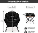 Black Velvet Folding Ottoman Lounge Chair With Footrest