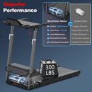 Treadmill with Desk Workstation & Adjustable Height, 300 LBS Weight Capacity, Folding Treadmill with Bluetooth Speaker, Portable Walking Pad Treadmill with Desktop for Home Office