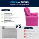 Hot Pink Kids Recliner With Cup Holder Compact Design