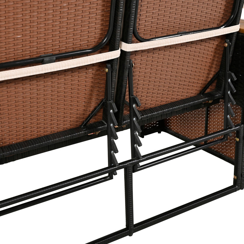 Walker Edison | Outdoor Patio 2-Piece Rattan Chairs and Bench Roof Set