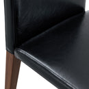 Table and chair set.79'x31.5' Inch Tempered Glass Tabletop With X-shaped Black Metal Table Legs,Wood Grain Textured MDF Crossbeam.Paired With 10 Black PU Dining Chairs with Walnut Color Metal Leg.
