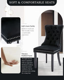 Black Velvet Tufted Dining Chairs With Nailhead Trim Set of 2