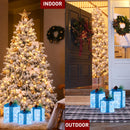 Set of 3 Christmas Lighted Gift Boxes, Blue Snowflake Boxes for Xmax