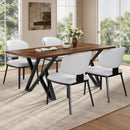 Modern PU Leather Upholstered Dining Chairs Set of 2, White, Metal Legs, 21x24.75x32 inches