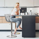 Bar Stools Set Of 2 Adjustable Swivel PU Leather Light Grey