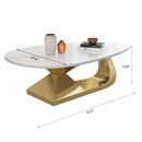 Modern Sintered Stone Tabletop Coffee Table with Stainless Steel Base - Elegant and Durable Living Room Centerpiece